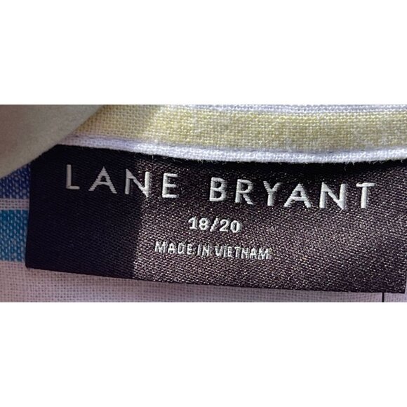 Lane Bryant No-Peek Collection Womens Striped Button Down Shirt Size 18/20 Linen - Picture 5 of 8